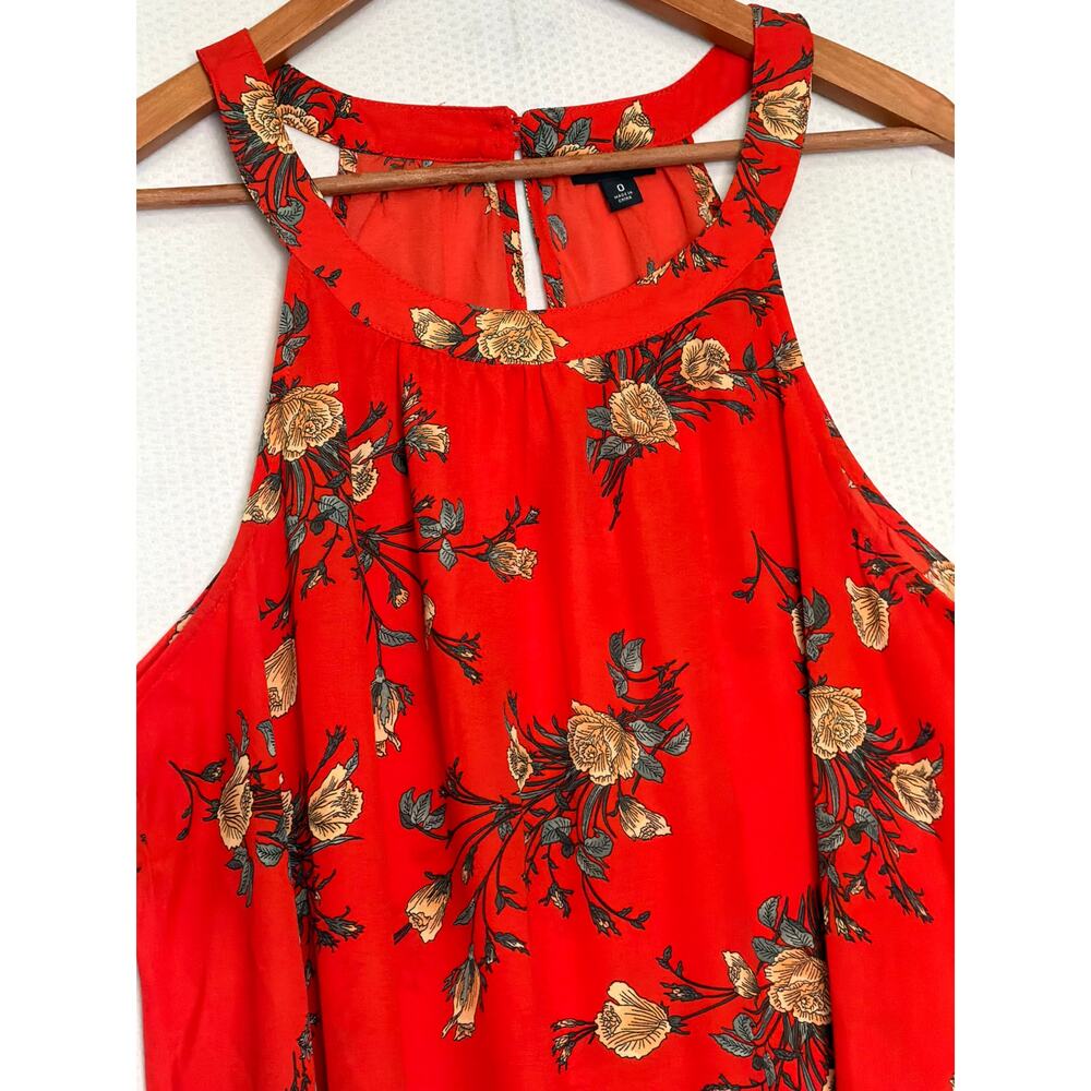 Torrid Women’s Size 0 Red‎ Floral Sleeveless Asymmetrical Tank Blouse Plus - Picture 2 of 10